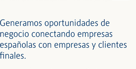 Generamos oportunidades de negocio conectando empresas Españolas con empresas y clientes finales